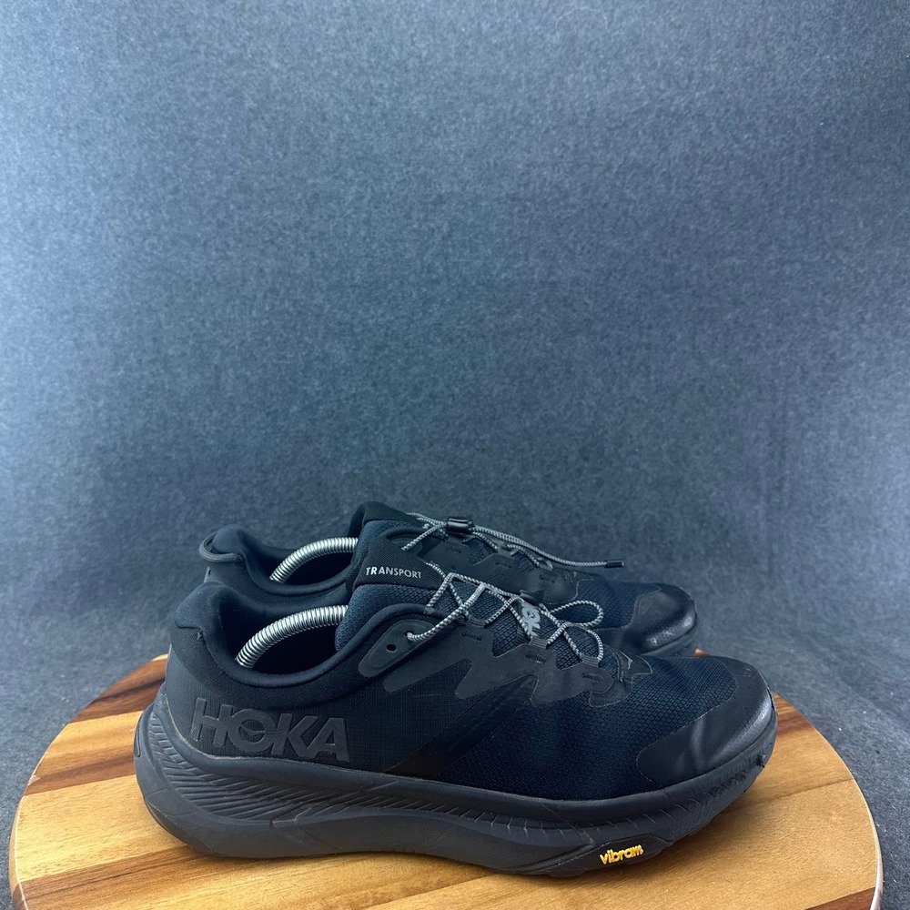Hoka One One Shoes Mens 12 D Transport Black Vibram Trail Running Sneakers